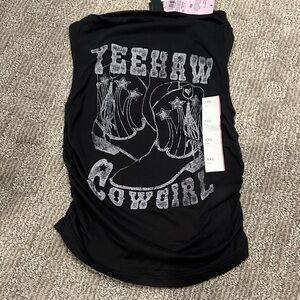 Black Yeehaw Cowgirl Graphic Tank Top